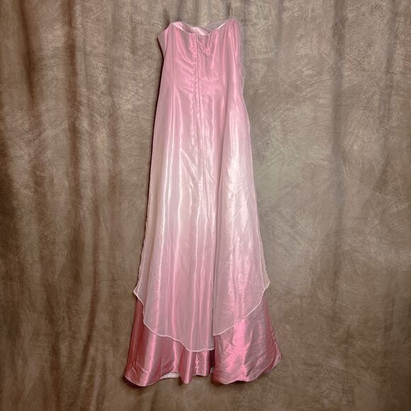 Morgan and Co. Vintage Y2K Strapless Ombre Maxi Dress Floral Embroidered Pink - Picture 6 of 12